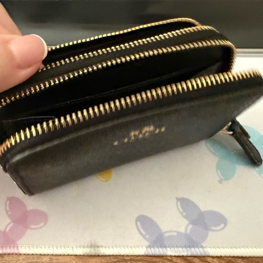 COACH Black Leather Zip Card Case Wallet - Picture 5 of 9